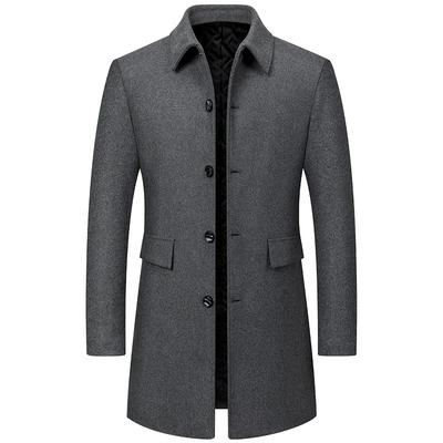 Autumn Winter Men Lapel Business Casual Trench Coats Long Jackets Overcoats Male Trench Coats Man Woolen Blends Coats