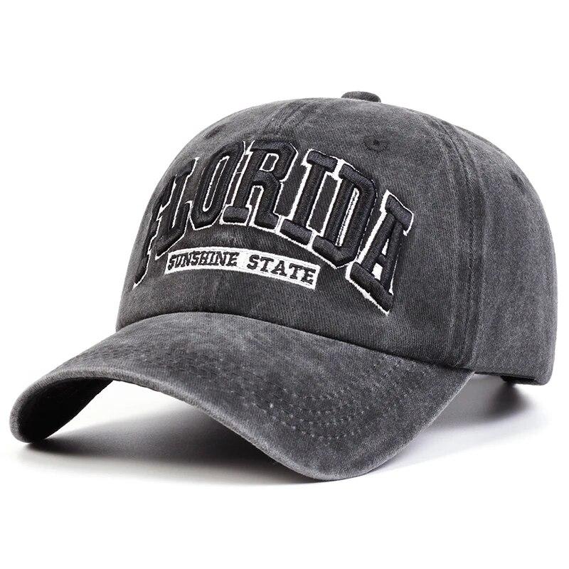 Unisex Florida Buchstaben Stickerei Waschen Baseballkappen Frühling Und Herbst Outdoor Verstellbar Lässige Hüte Sonnenschutzhut black