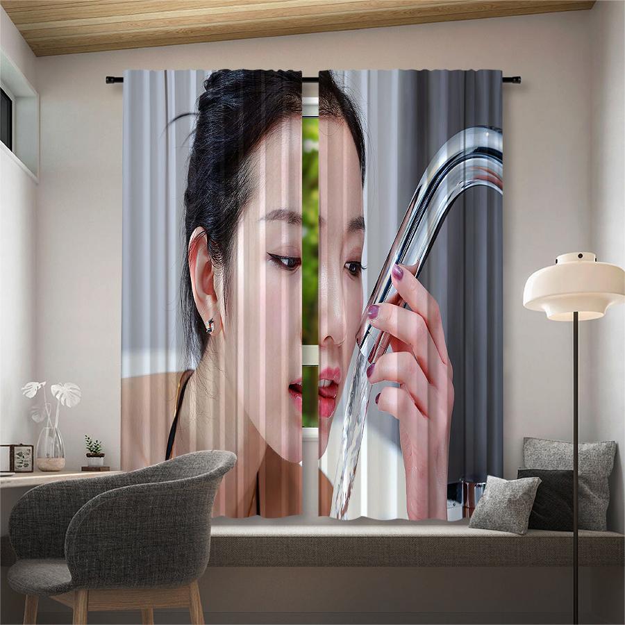 High-appearure-level "beauty" printed curtains, pole bag bedroom and living room, home decoration, room decoration