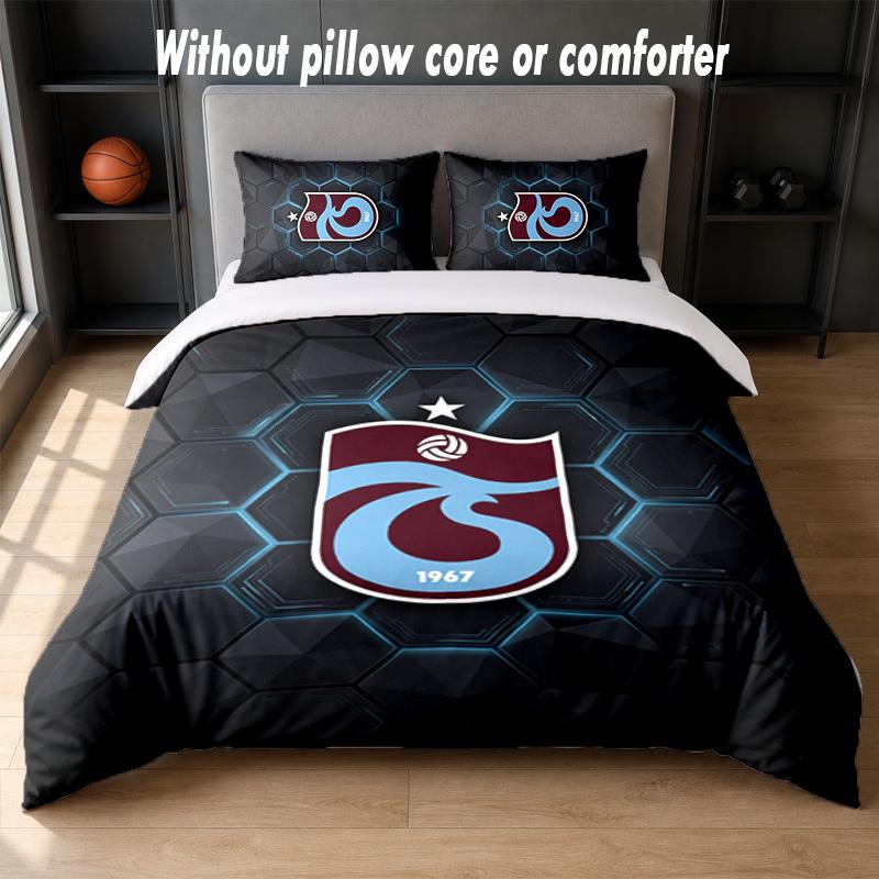 Trabzonspor FC Design Bett Bettwäsche Set 1 Bettbezug + 2 Kissenbezüge Weich Atmungsaktiv Haushalt Bettwäsche
