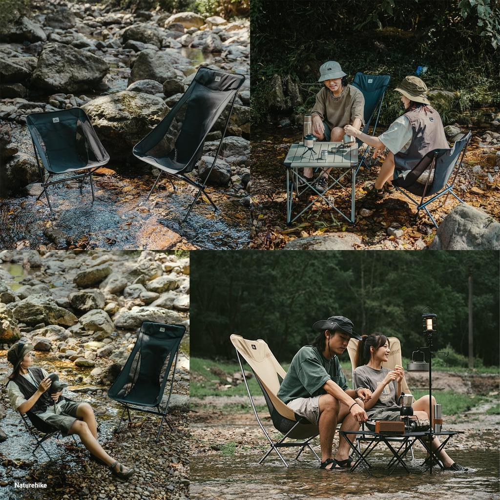 Naturehike Stellaluna Folding High High Load Easy Assembly Chair, Back, Ultra-lightweight (0.95kg), Capacity, (Gray, M)