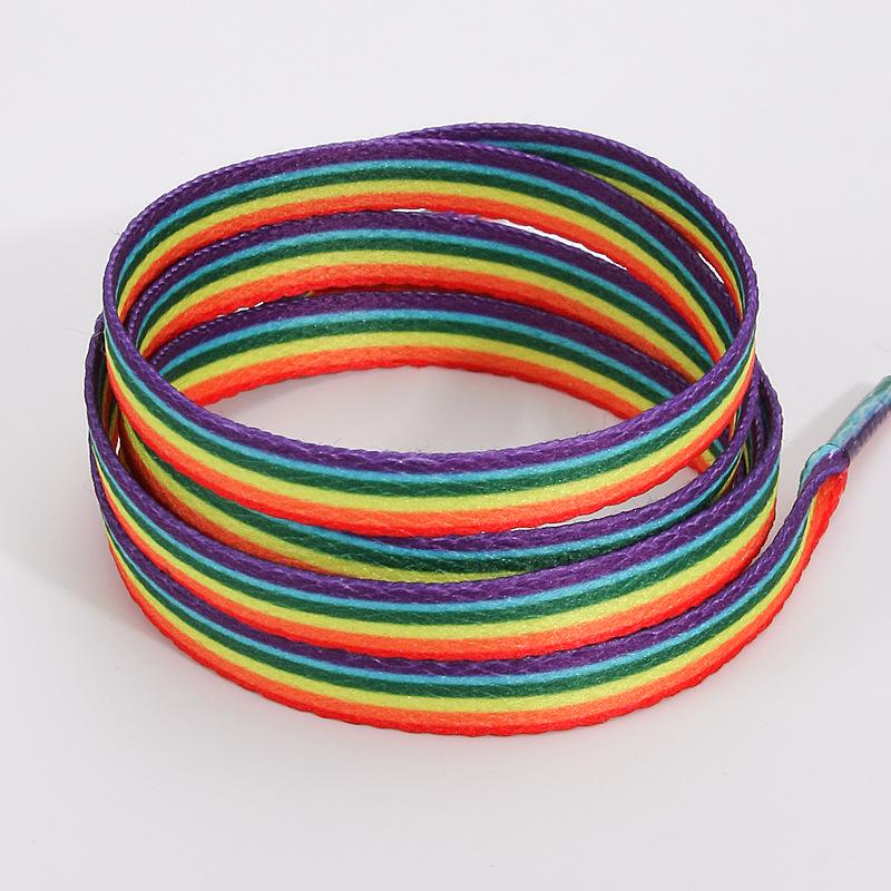 

Яркие градиентные плоские шнурки для мужской и женской повседневной спортивной обуви - Радужный принт 80 cm