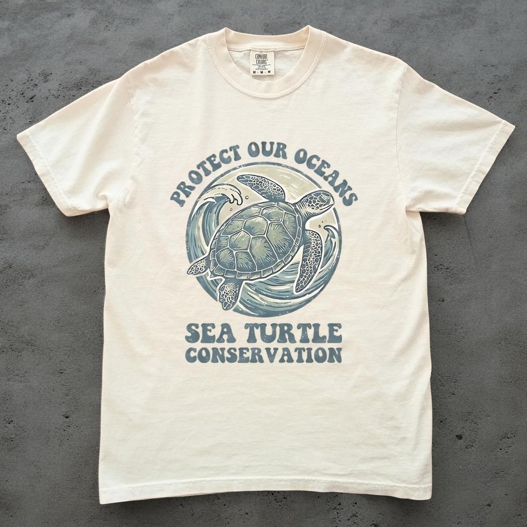 Protect Our Oceans Shirt, Sea Turtle Conservation T shirt, Ocean Lover Graphic Tee, Save the Ocean Unisex Shirt