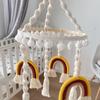 Holz Boho Baby Stubenwagen Hängespielzeug Anhänger Baumwolle Babybett Mobile Regenbogen Kinderbett Mobile für Babyzimmer Deckendekoration