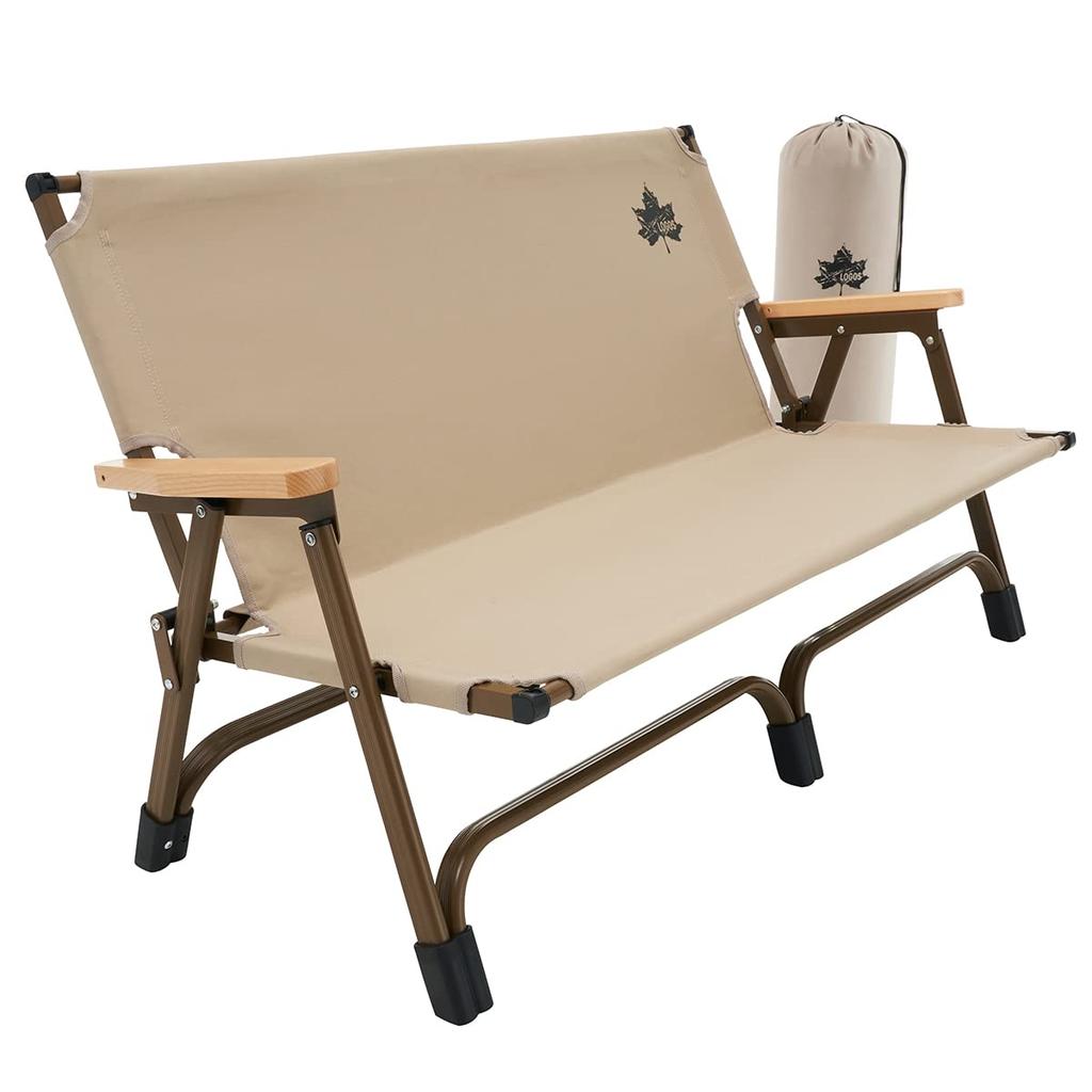 LOGOS Tradcanvas Portable Assembled Chair for 2 73173165 Beige Width x Depth x Height cm Height 28 (Approx.) 110.5 55.5 61.5 (Seat cm)