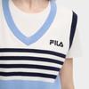 FILA Original Casual Comfortable Striped Simple Versatile T-Shirt Women tops Sky-Blue F11W439109FBU