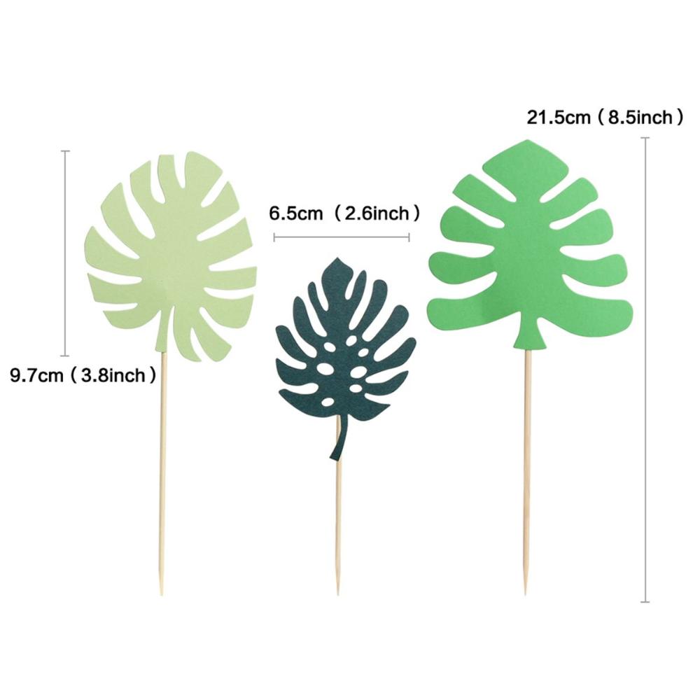 Shower Wedding Jungle Theme Greenery Party Supplies Cupcake Decoration Cake Topper Tropical Leaves
