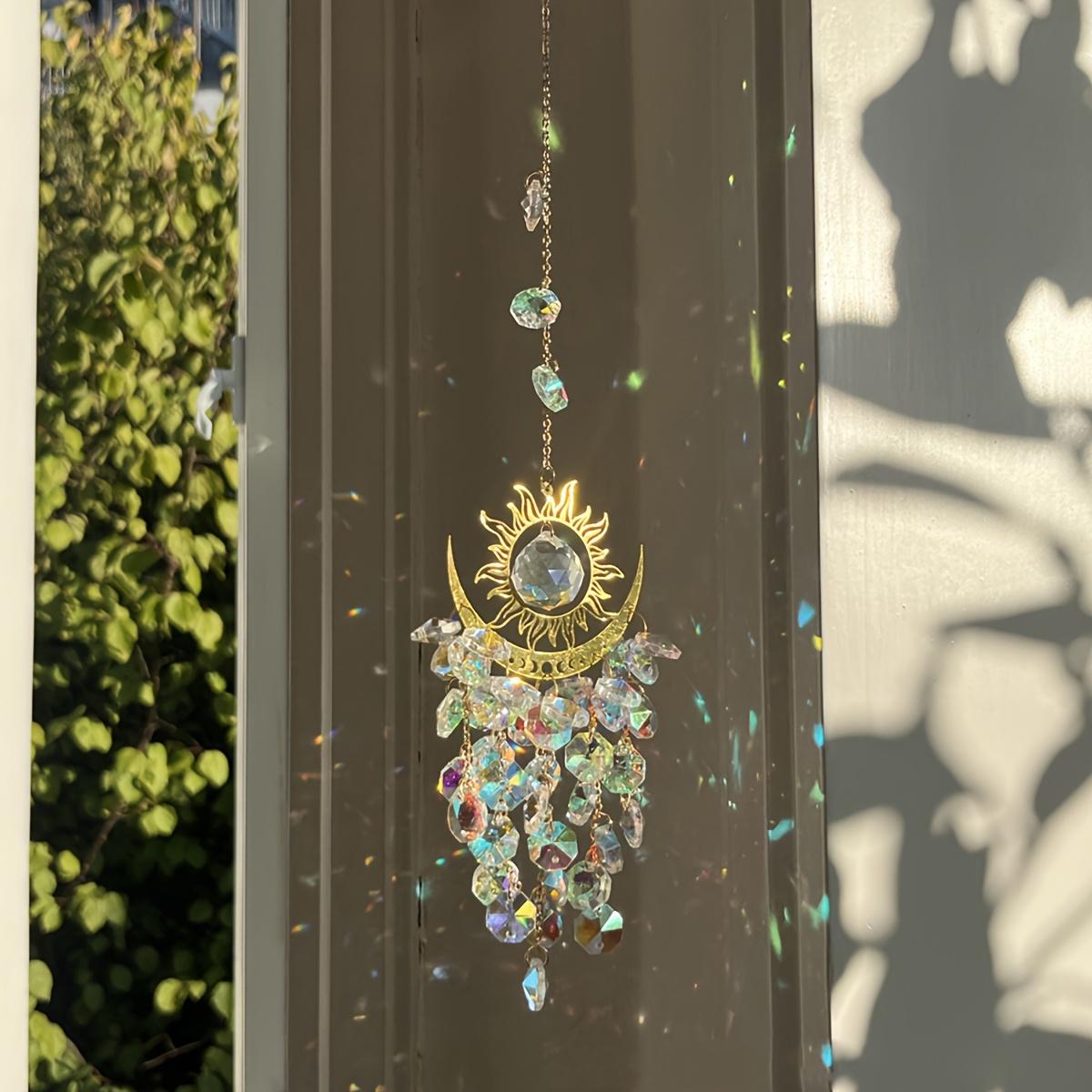 

1pc garden set light ornaments flame moon sun crystal sun catcher wind chime hanging decorations hanging ornaments car charm