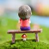 Mini Wooden Park Bench Chair Succulents Bonsai Ornaments Romantic Resin Love Stool Small Ornaments Fairy Garden Figurine Dolls