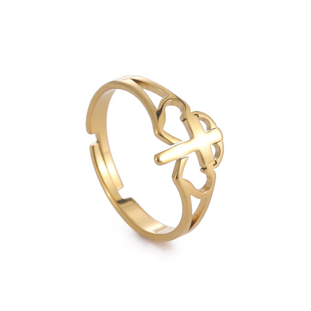 Cazador 2026 Trend Cross Ring Gold Color Open Finger Rings for Women Christian Jesus Stainless Steel Jewelry Friends Gifts New