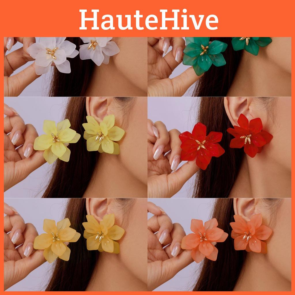 Womens Acrylic Floral Earrings Handmade Geometric Plant Flower Accessories