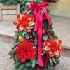5/10Pcs 14.5cm Christmas Decoration Artifical Flower Ornaments Pink Red Gold Glitter Fake Flowers For Xmas Tree Home Decor