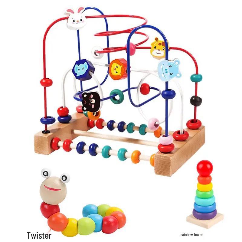 

Монтессори Детский Лабиринт с Бусинами и Строительные Блоки для 6 Месяцев - 2 Лет - Развивающая Игрушка для Концентрации