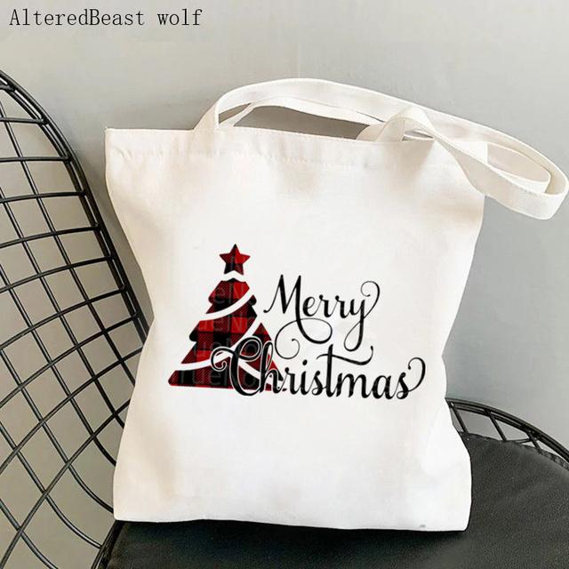 

Женская сумка-шоппер «Рождественская елка у озера», сумка Harajuku для покупок, парусиновая сумка-шоппер для девочек, Рождественская сумка-тоут, женская сумка на плечо 24*26cm