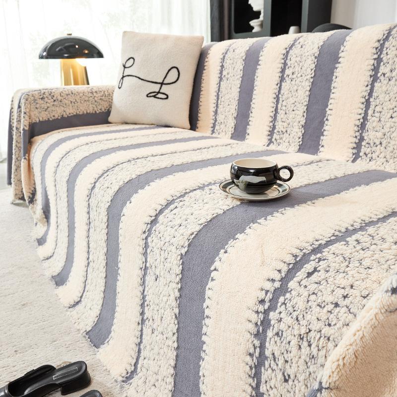 

Чехол для полотенца EIFLOY в полоску из бархата, мягкий плед для дивана, цельный, теплый, зимний, универсальный 180x130