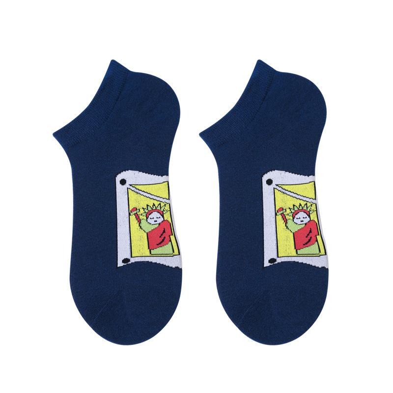 5 Pairs of Female Spring and Autumn Thin Shallow Mouth Low Top Sweat Breathable Cotton Boat Socks