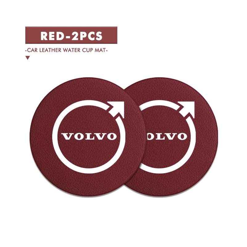 2pcs Car Cup Coaster High Quality Colorful Non Slip Pad Parts For Volvo AWD XC60 S40 XC40 XC90 C30 C70 S60 S80 S90 T6 V40 V50