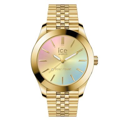 Autorisierter Händler [Ice-watch] Ice-watch Uhr Solar-Armbanduhr Damen 023992 [ICE steel] Gold Regenbogen Klein Solarbetrieben Wiederaufladbar Sekundenzeiger Wa