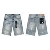 Purple Jeans Streetwear Loose Fit Denim Shorts Men Women Mid-Rise Straight Cut With Embroidery Stone Wash