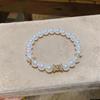 Mist Purple Cubic Zirconia Pearl Beaded Elastic Bracelet - Versatile Light Luxury Hand Jewelry