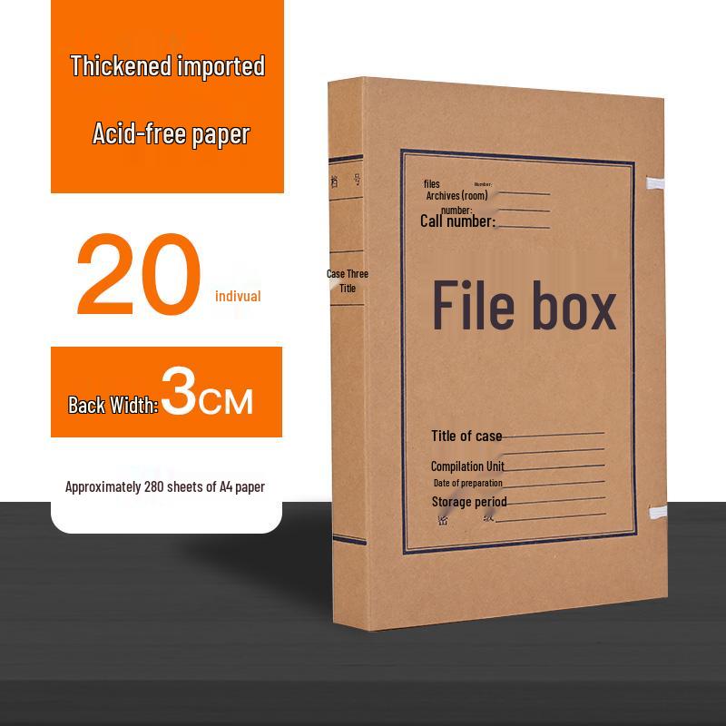 50-Pack A4 Kraft Paper Archive Boxes - Thick, Acid-Free, Large Capacity