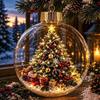 1Pcs Santa Claus Themed Clear Plastic Christmas Ball Ornament Led Light Hanging Decor For Christmas Tree Party Decoration