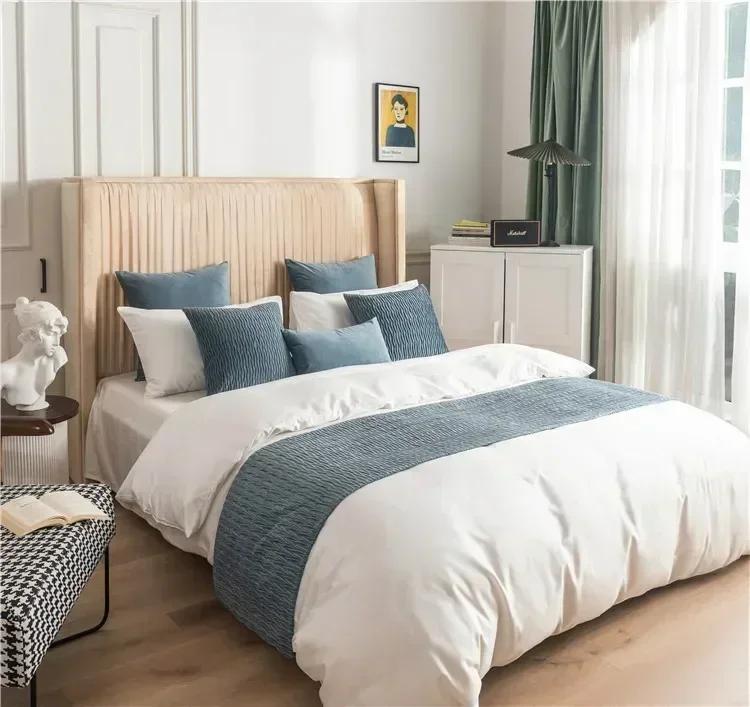 Nederlands Fluweel Geplooide Stereoscopische Bedvlag Dubbelzijdig Comfort Bedside Handdoek Effen Beknopte Kussensloop 30x50cm Pillowcase grijs