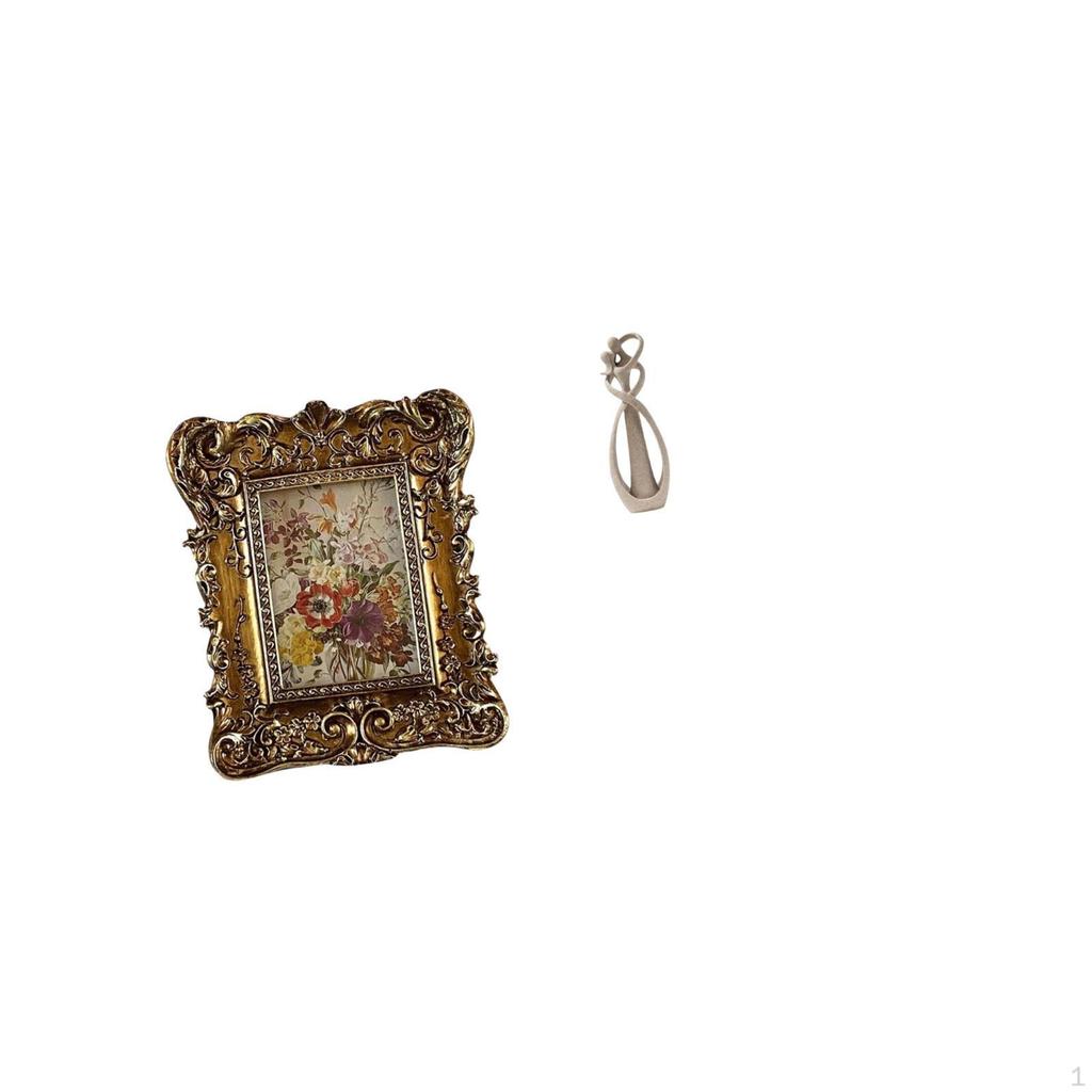 Hand Carved Lovers Floral Sculpture Photo Frame Art Collection Tabletop Wall Mounted Antique Picture