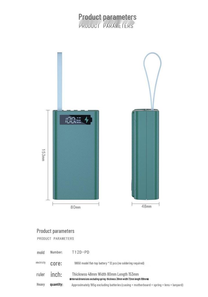 Solderless 4-Wire 12-Section 18650 Power Bank Kit with Ultra-Fast Disassembly