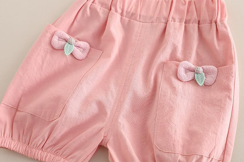 Korean Summer Baby Girl Doll Collar Short Sleeve Outfit Set