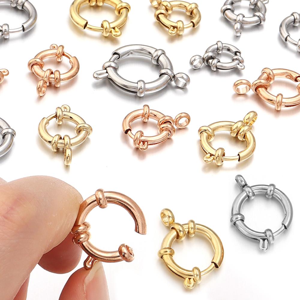 2 Pezzi/Lotto Acciaio Inossidabile 316 Moschettoni a Molla Rotondi Ganci Moschettoni da Marinaio Per Braccialetto Collana Connettori Chiusura Fai da Te Creazione Gioielli