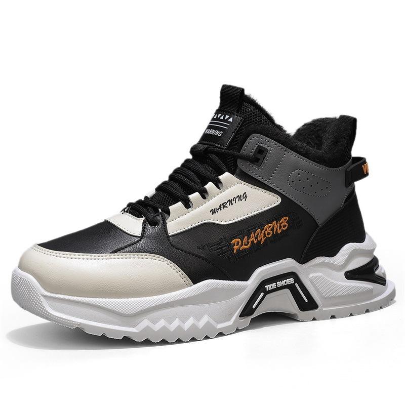

High-top cotton shoes men s winter casual platform basketball sports shoes young and young outdoor velvet warm cotton boots 39 чорний
