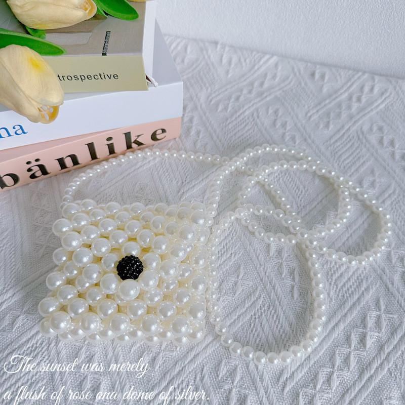 Stylish Mini Woven Pearl Shoulder Bag For Girls With Cute Design For Kids