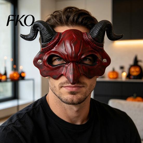 Horror Costume Accessory Demon Horn Mask, Halloween Devil Head Cosplay Prop, Masquerade Mask Party Accessory, Carnival Trick or Treat Gift Prop
