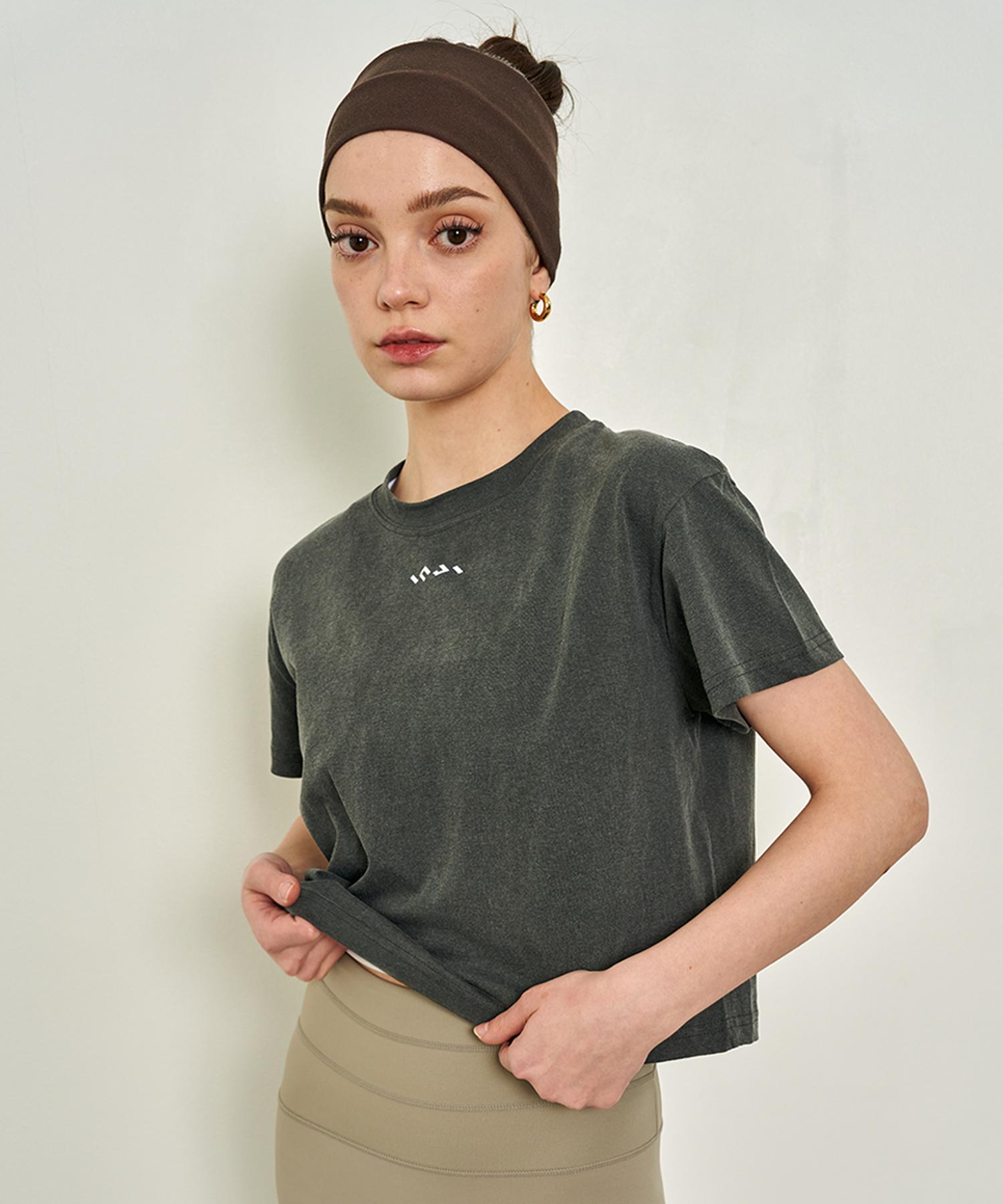 Ingi Active Boxy Logo Crop Top Pigment Grey One