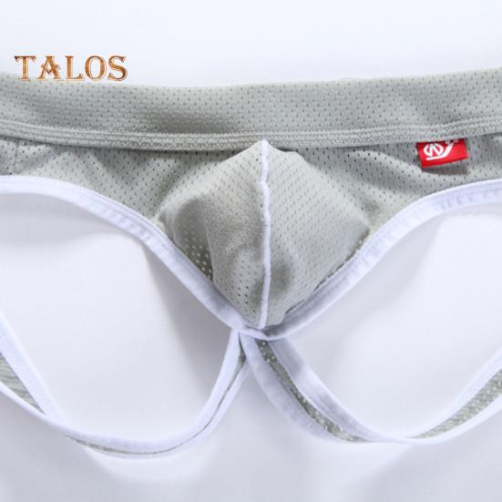 Men Briefs Low-rise U-Convex Patchwork Color Thong Breathable Mesh Hip Lifting Fine Stitching Underwear