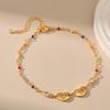 Bohemian Ethnic Style Women 18k Gold Plated Love Heart Colorful Rice Bead Foot Jewelry Anklet