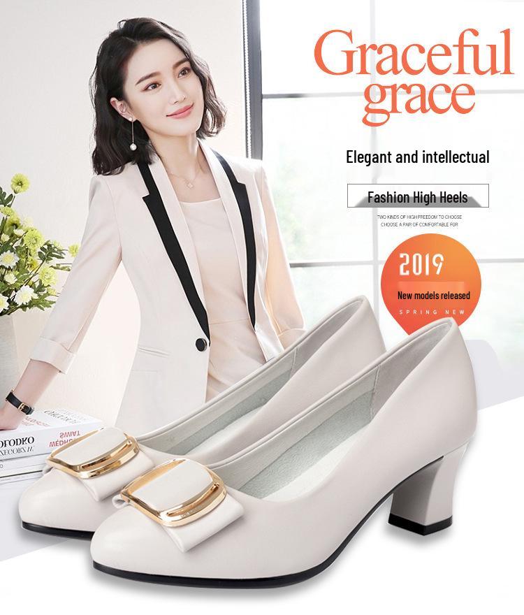 2020 Comfortable Soft Sole Leather Mid-Heel Shoes for Women and Seniors – Perfect for Spring and Autumn