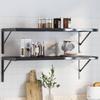 Shelf Brackets 4 pcs 40 x 2.5 x 25 cm Black Stainless Steel