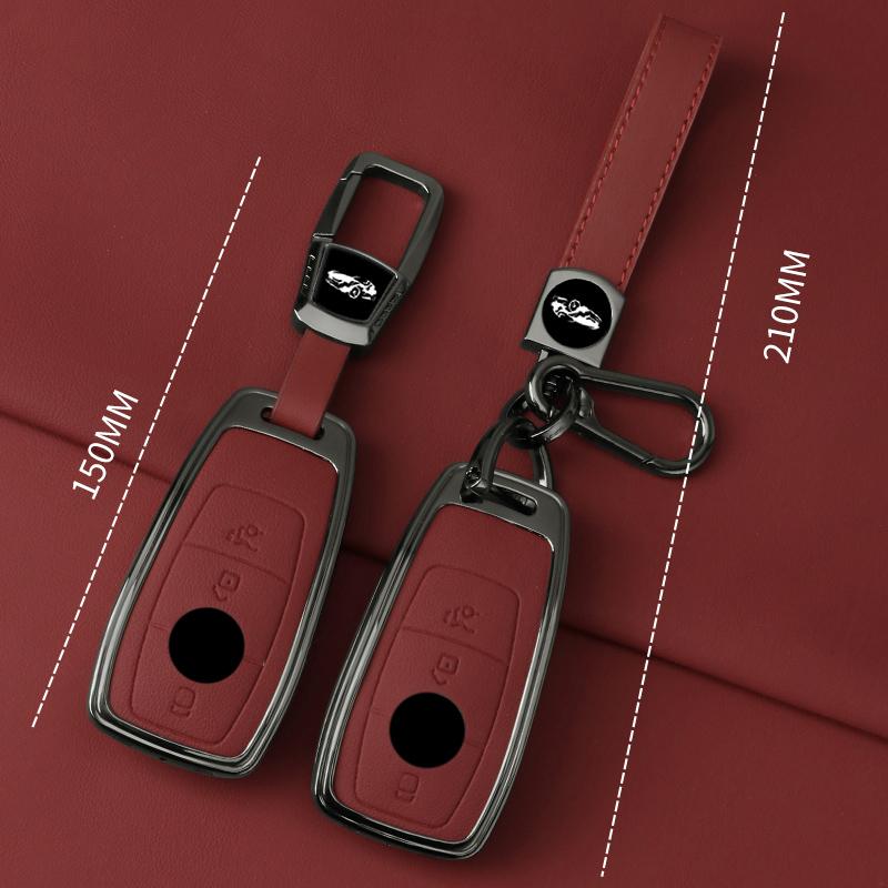 Interior Mouldings Zinc Alloy Leather Car Key Fob Case 3/4 Button Fits 2019 2020 Mercedes-Benz A220 E63S AMG E-Class GLE 350 4MA