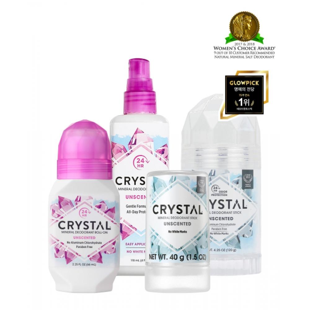 Crystal Fragrance Free Set 66ml Roll On 40g Mini Stick 120g Stick 118ml Spray