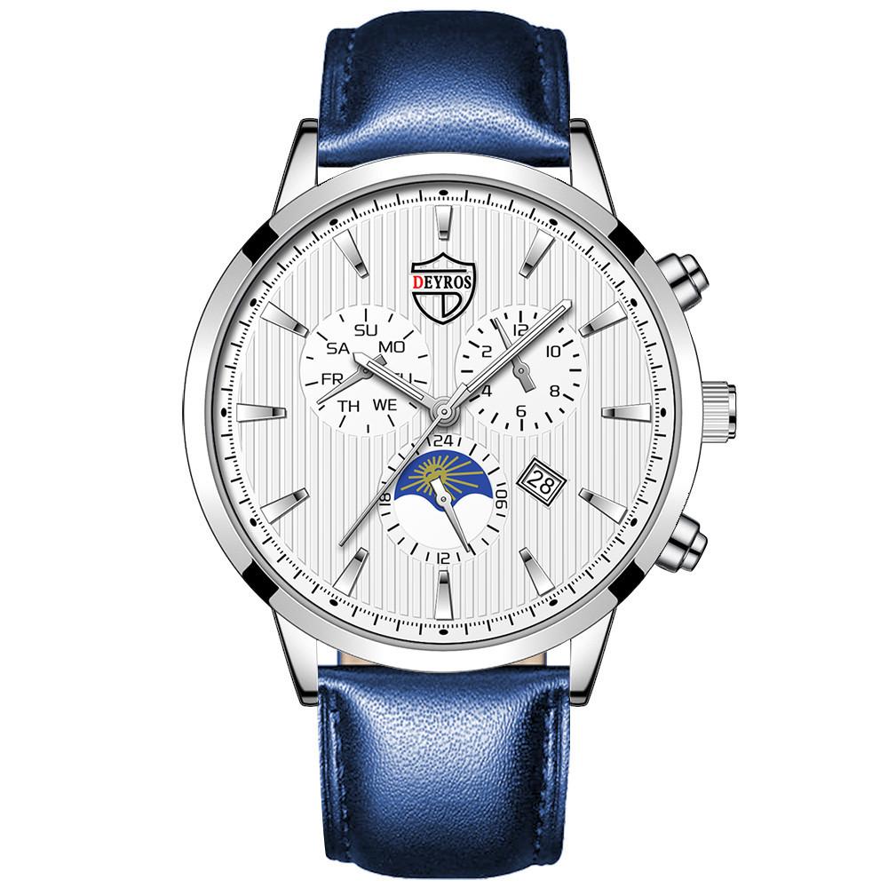 

Модний чоловічий годинник Календар Кварцовий годинник Чоловічий годинник Повсякденний діловий годинник Студентський годинник синій/білий