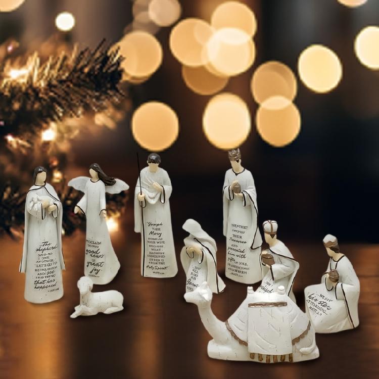 Stable Nativity Scene Statue Christmas Nativity Figurines Holy Family Collectable Decors,Table Ornament for Indoor