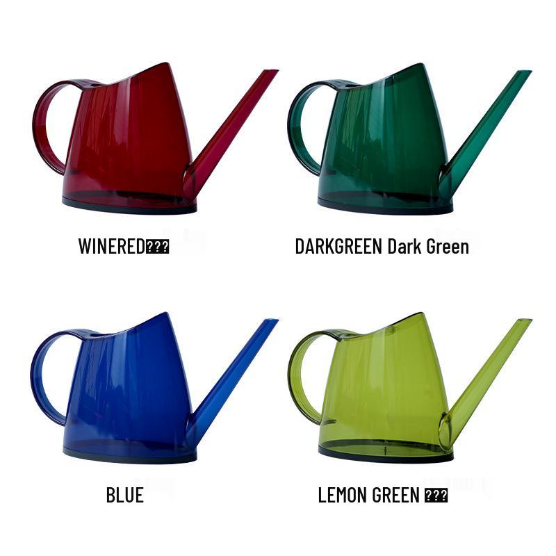 Long-Spout Transparent Watering Can for Gardens and Flowers, Colored Plastic, 2.5L Capacity.