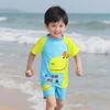 Cartoon Boys' Toddler Sun Protection Quick-Dry Swimsuit Set with Swim Cap