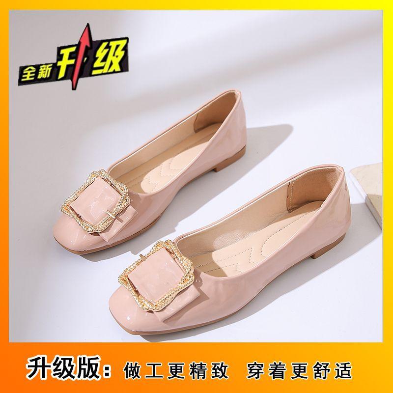 Patent leather women's shoes, shallow mouth square head single shoes, women's soft-soled ladyshoes, new temperament 2025 night gentle shoes, flat-sol