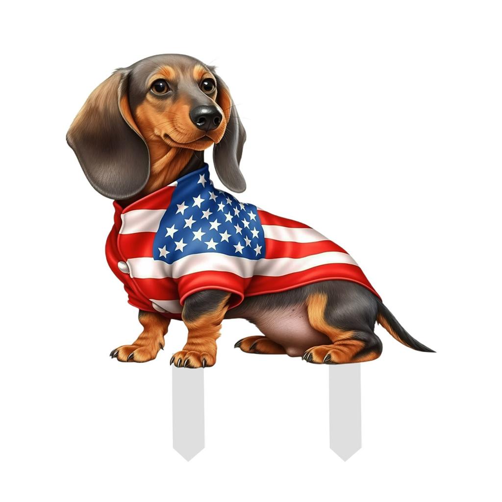 Independence Day Creative Dachshund Ground Plug Courtyard Garden Layout Plug Decoration