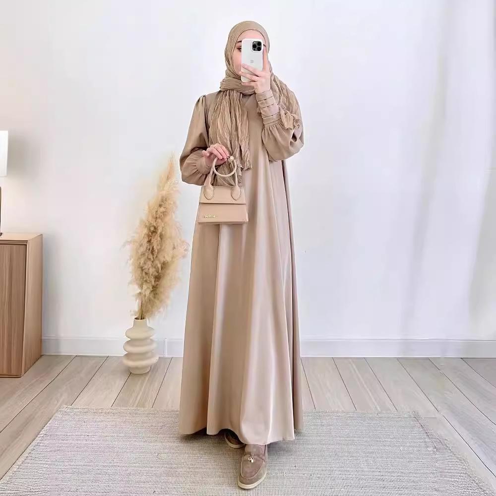 2024 Spring Luxury Soft Satin Swing Dress for Muslim Women