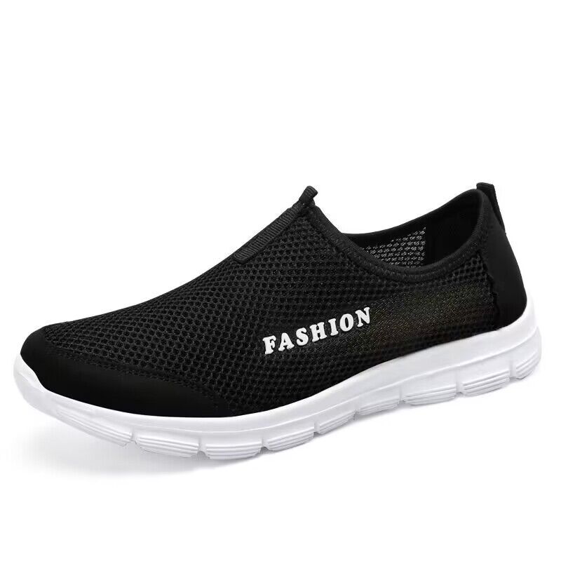 Large Size Summer Hollow Breathable Mesh Shoes Thick Sole Lightweight Casual Sports Shoes Lazy Shoes