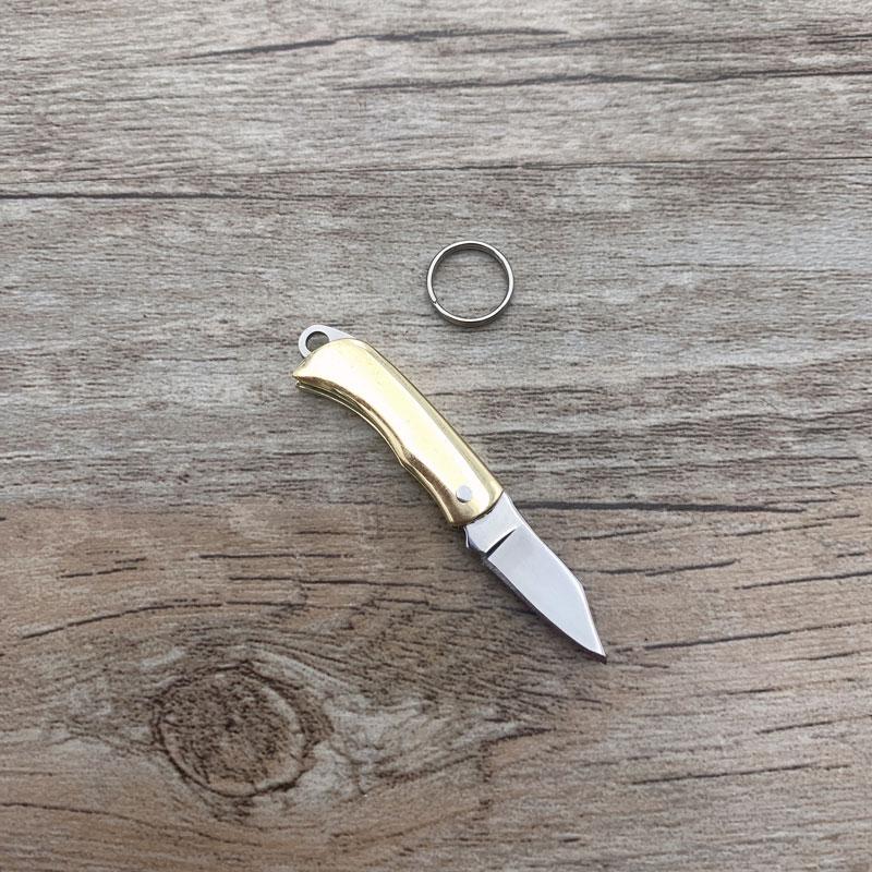 Brass Handle Steel Blade Outdoor EDC Portable Multi Cutter Knife Kitchen Gift Small Mini Pocket Folding Key Ring Knife Utility